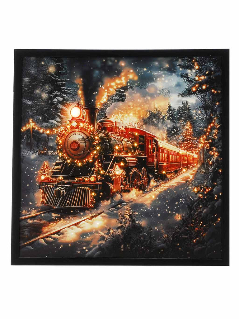 40cm B/O Lit Fibre Optic Train Scene with Frame
