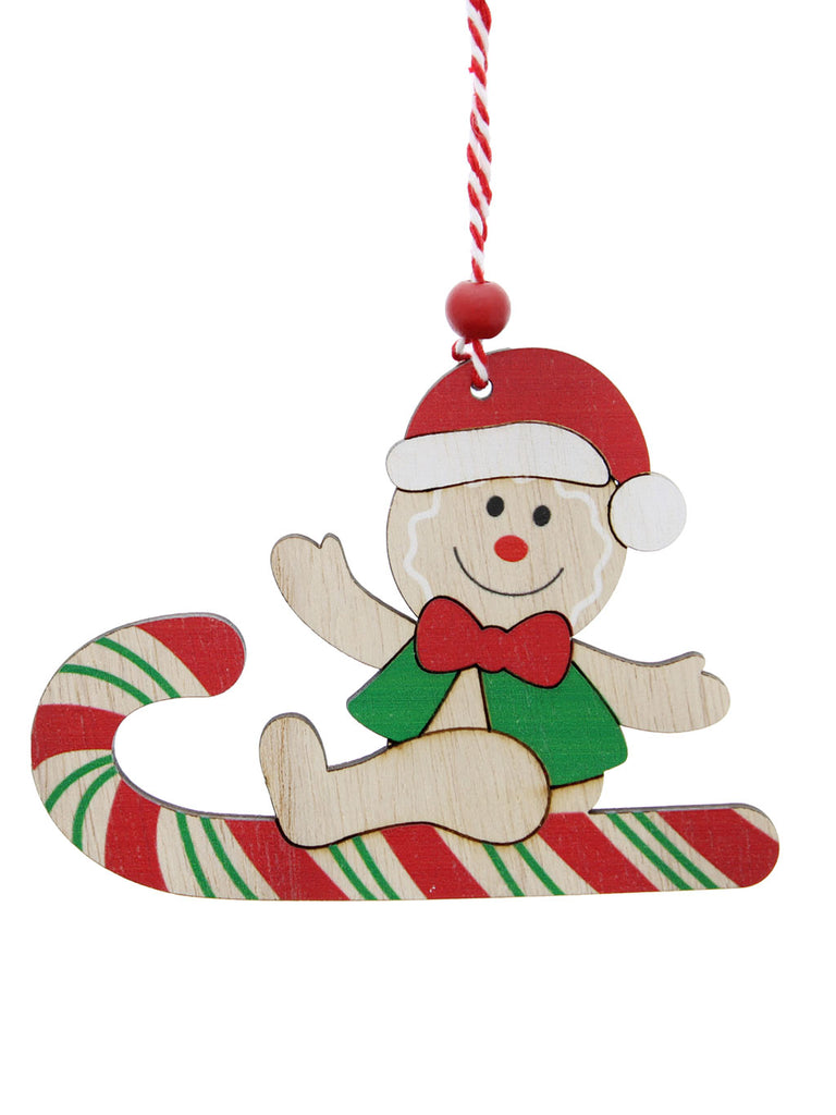 12cm Hanging Santa Gingerbread on Candy Cane