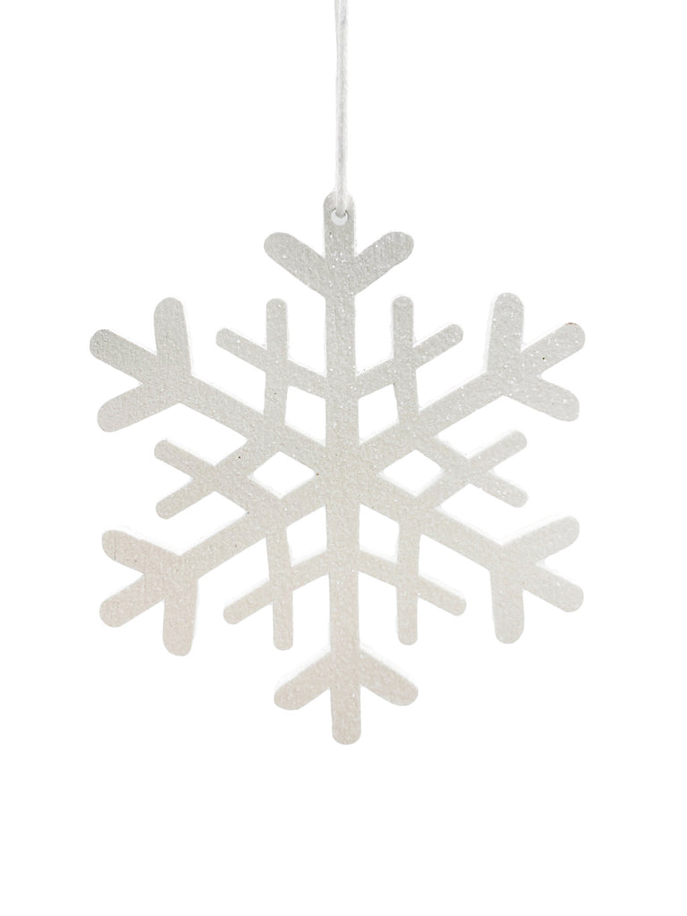 8cm Hanging White Wooden Snowflake