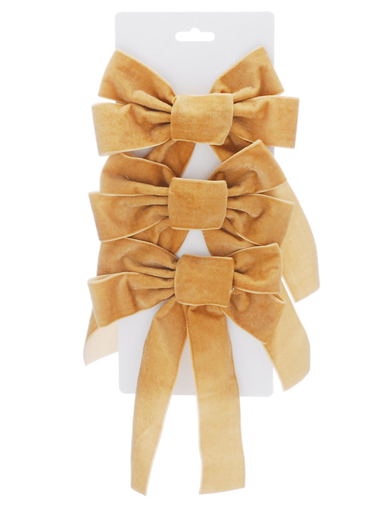 Set of 3 x 24cm Gold Velvet Bow