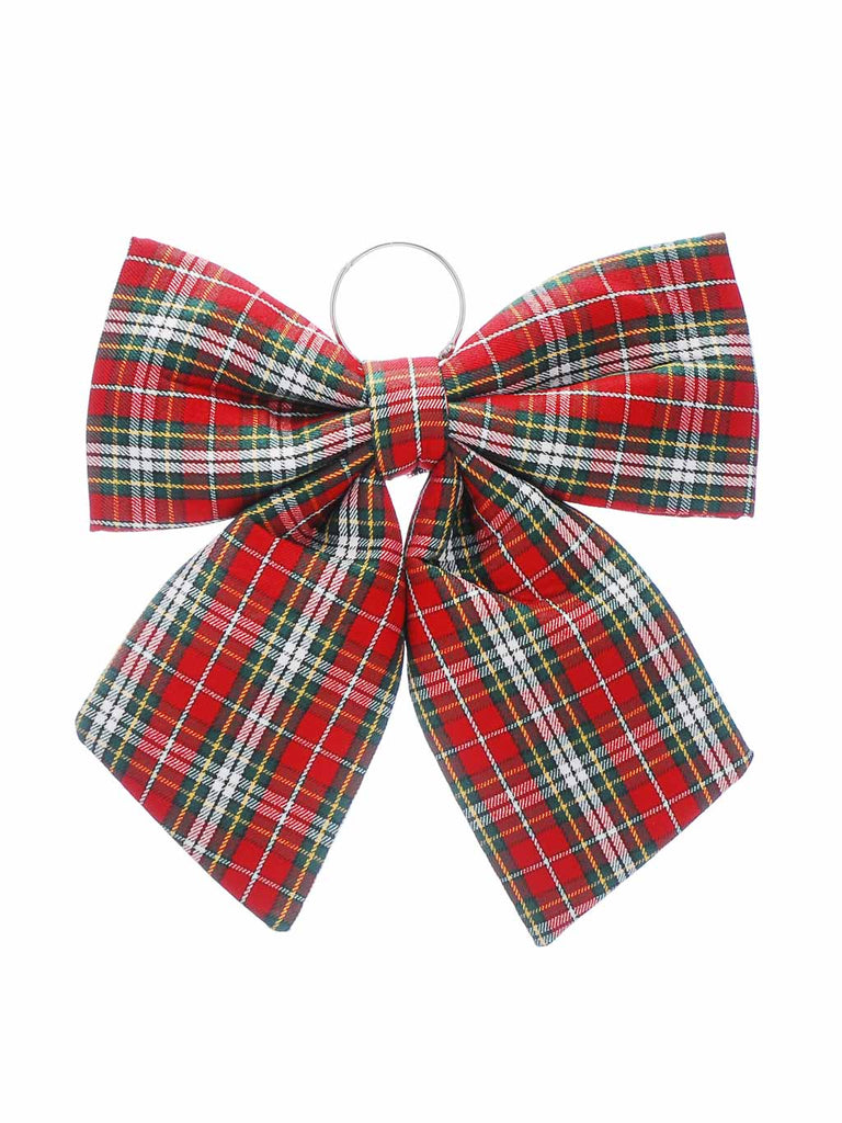 Red/Green/White Tartan Fabric Bow