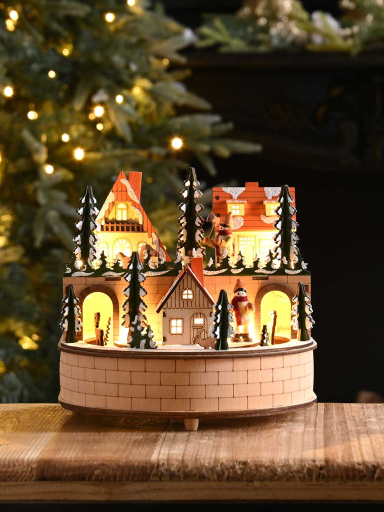 20cm B/O Lit Musical Wooden Village