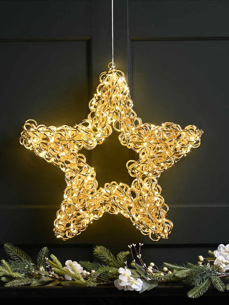 50cm Lit Gold Spiral Twirl Star
