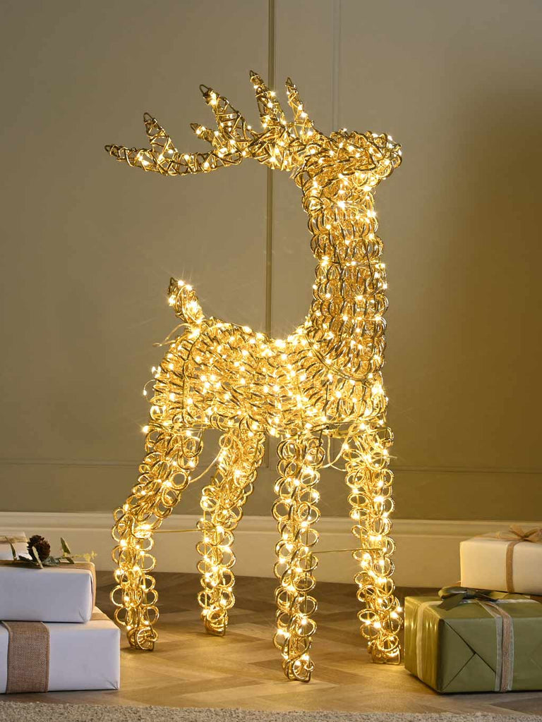 80cm Lit Gold Spiral Twirl Reindeer