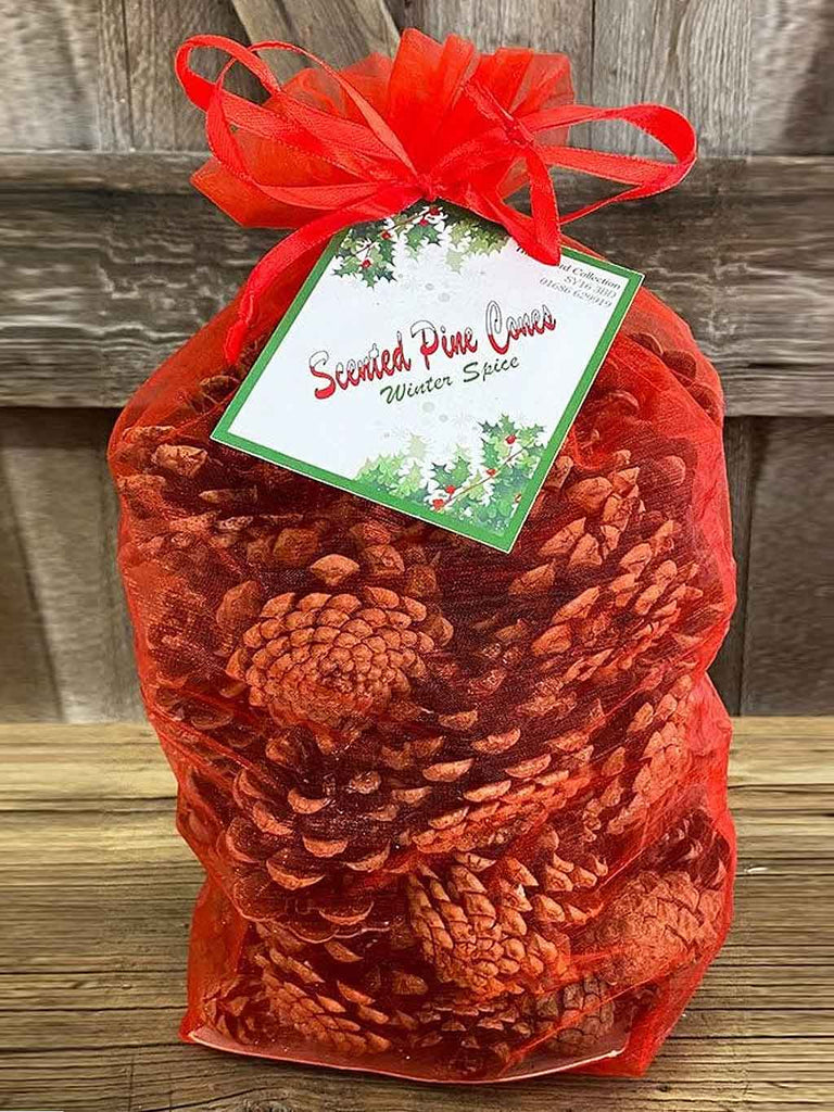 Scented Pine Cones - Red Organza Bag