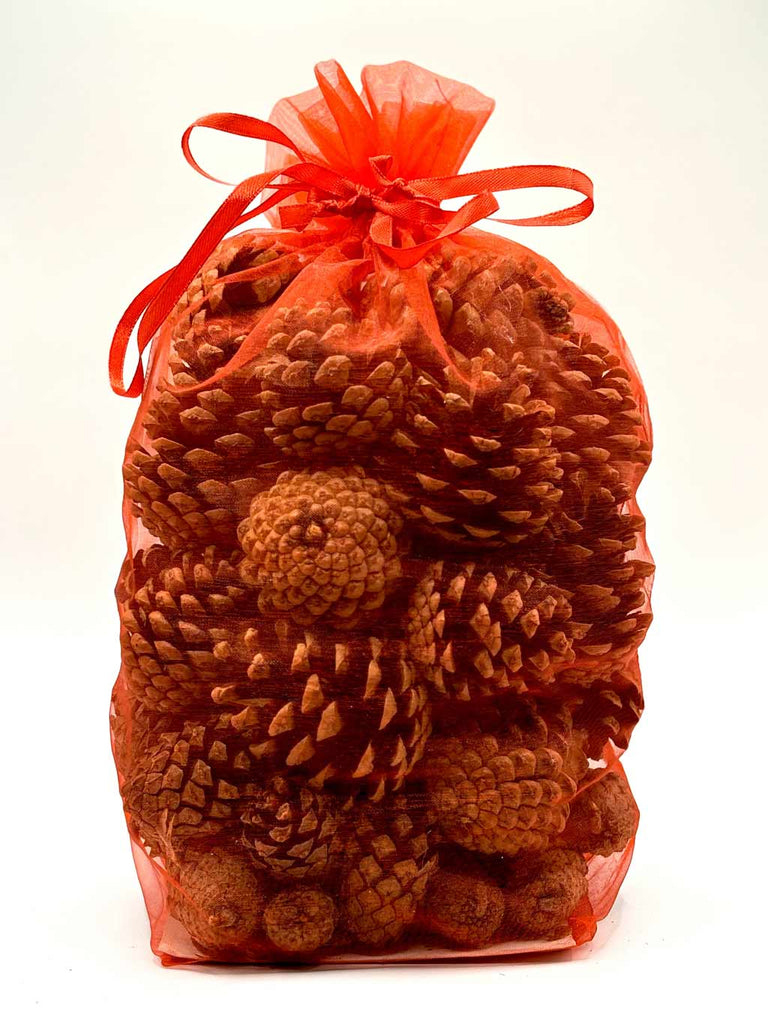 Scented Pine Cones - Red Organza Bag