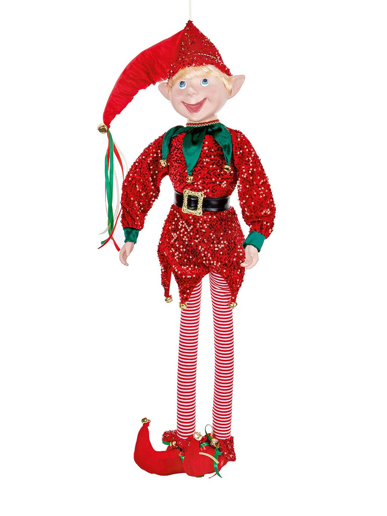 1.2M Red Sequin Posable Elf Character