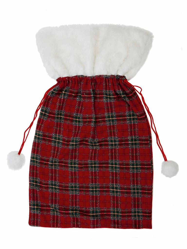 60cm x 1M Tartan Sack with Fur Edge Trim