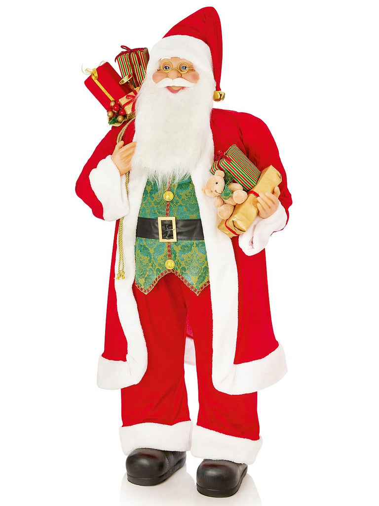1.2M Standing Santa with Sack of Presents and Teddy Bear