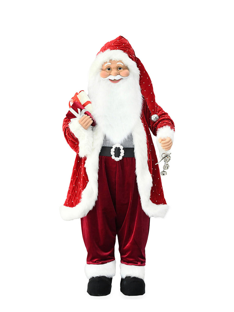 Traditional Santa Plush with Quited Coat 4ft