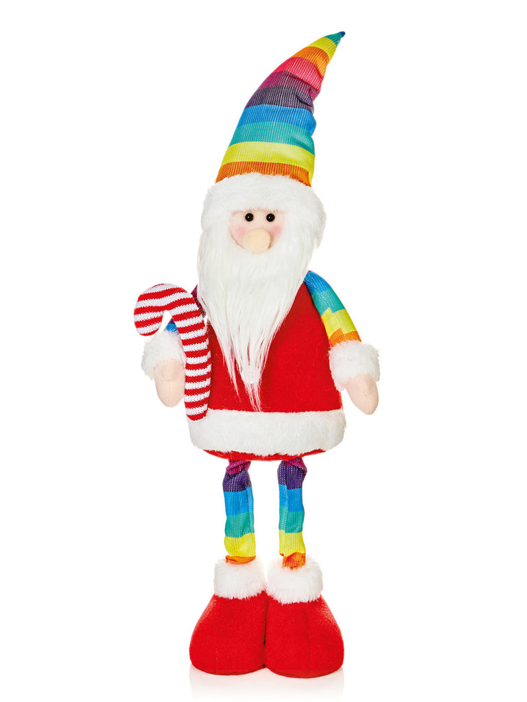 67cm Rainbow Stripy Standing Santa Plush