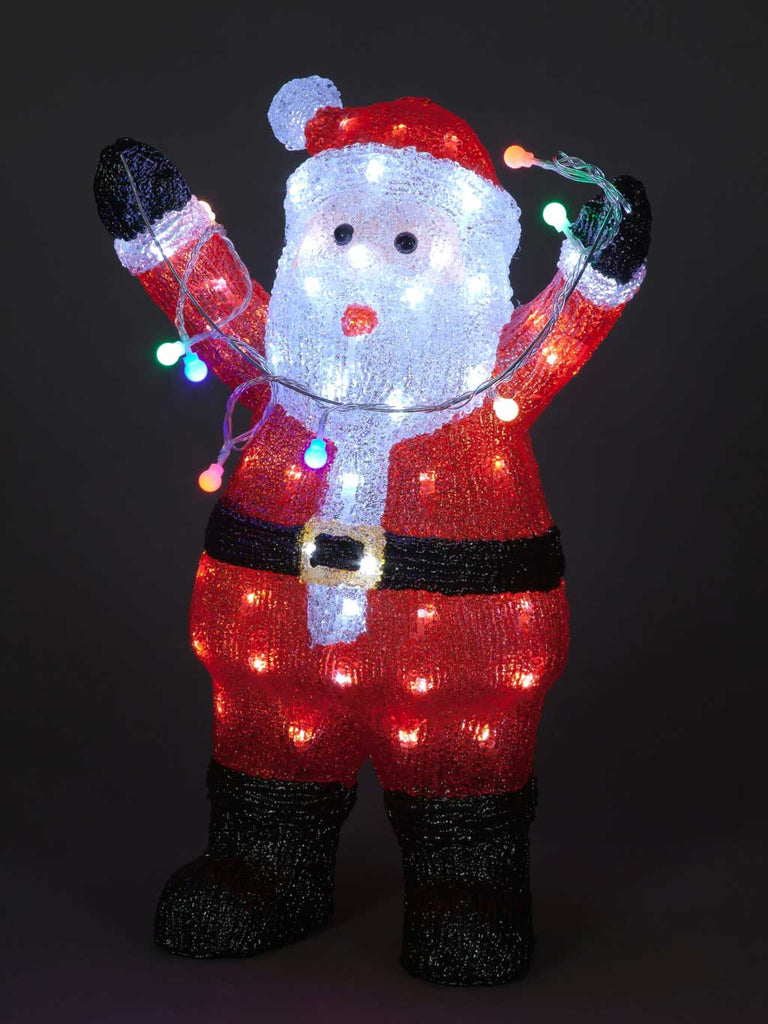 49cm Acrylic Santa Holding Lights w/ 90 White LEDs