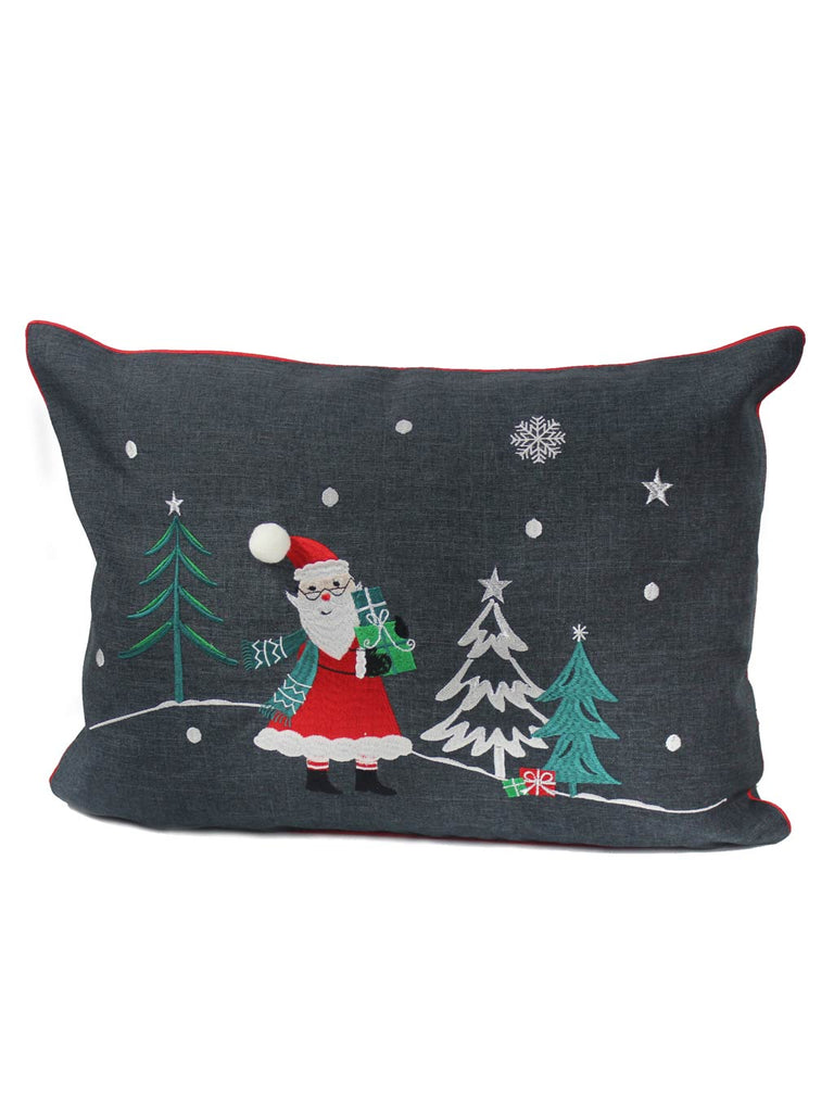 Santa's Here Complete Cushion - Pewter/Multi