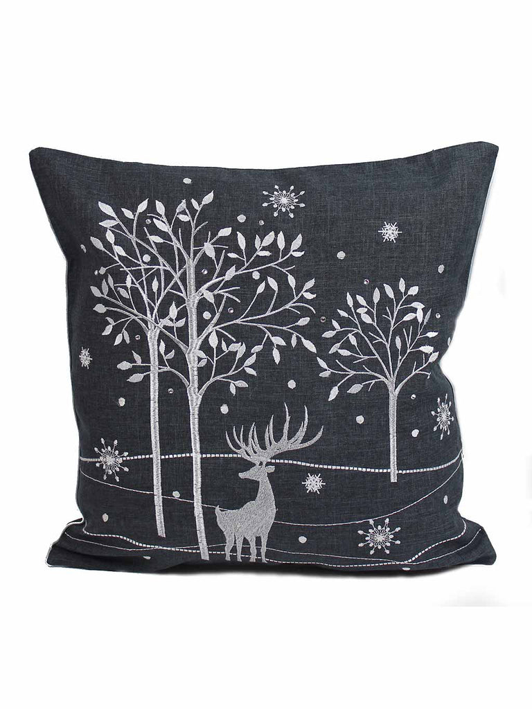 Shimmer Stag Complete Cushion - Pewter/Silver