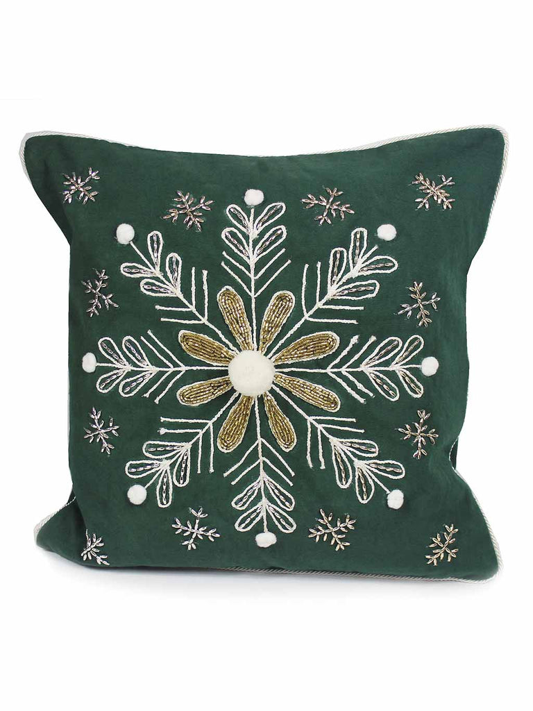 Snowflake Magic Complete Cushion - Green