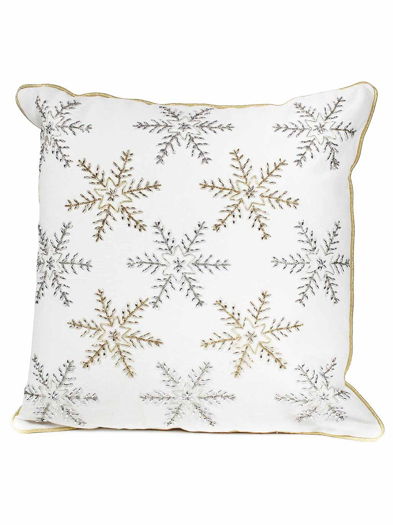 Snowflake Shimmer Complete Cushion - White