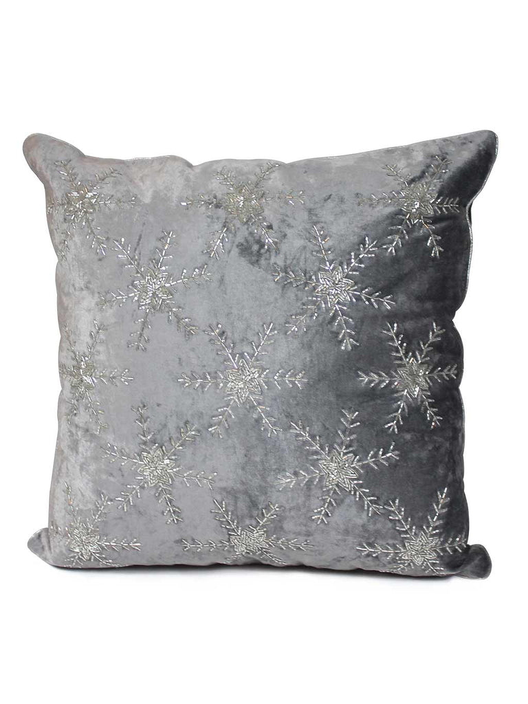 Snowflake Shimmer Complete Cushion - Grey