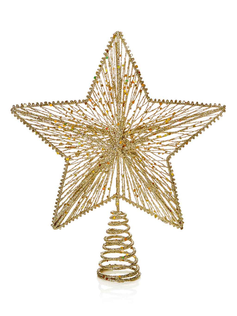 30cm Glitter Star Tree Topper Gold