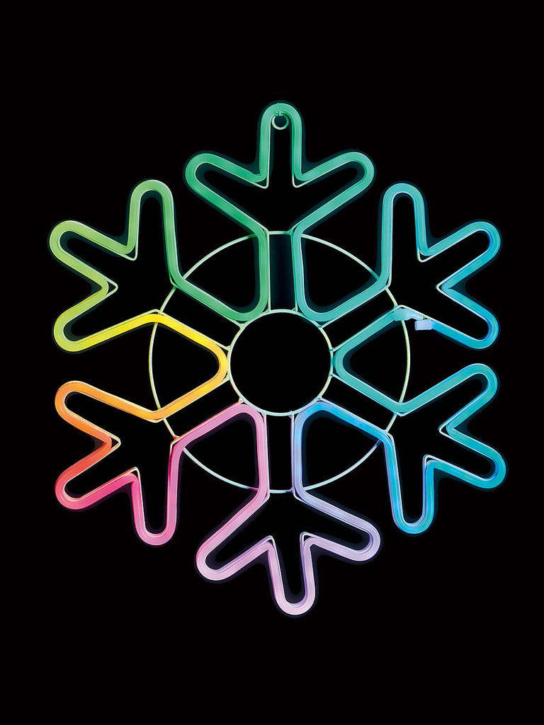 53cm LED Neon Hanging Snowflake with Colour Changing Water Flow Effect