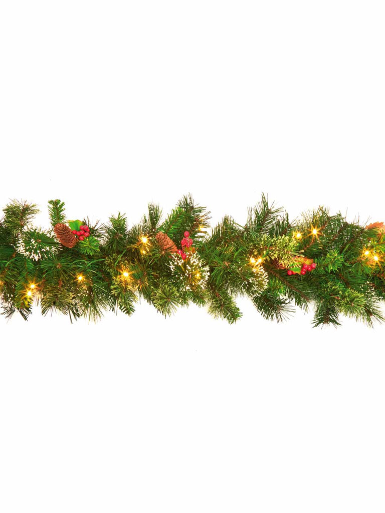 2.7M (9ft) Wintry Pine Garland with 50 Warm White LEDs
