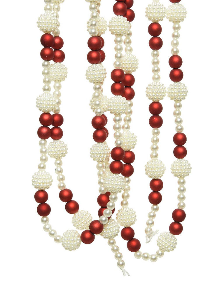 2.4M Plastic Bead Garland - Red And White