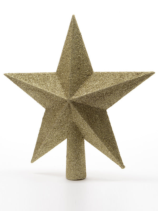 19cm Glittered Shatterproof Tree Top Star - Gold