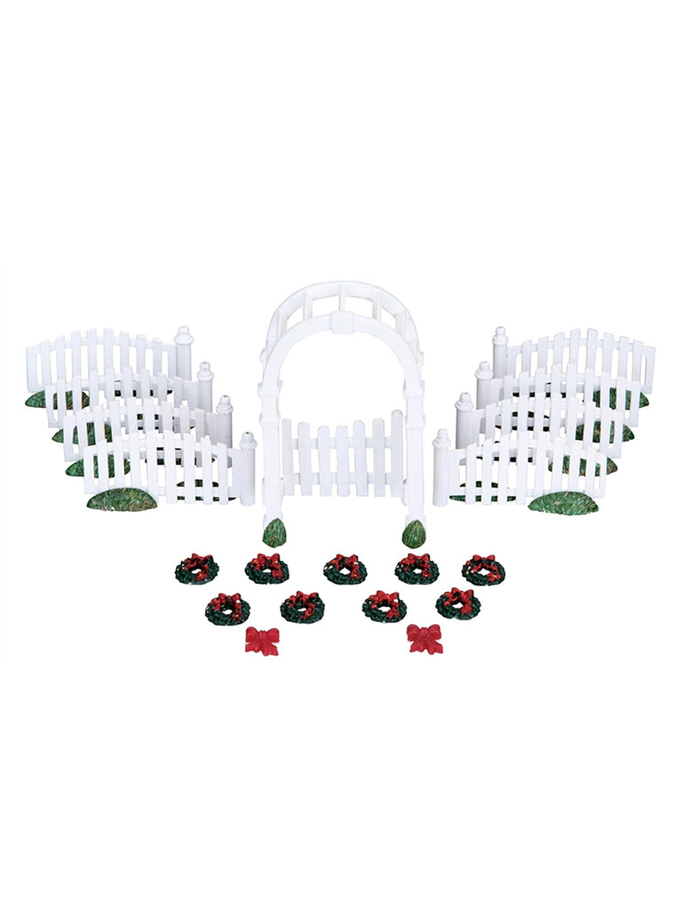 Plastic Arbor & Picket Fences with Decorations, Set Of 20