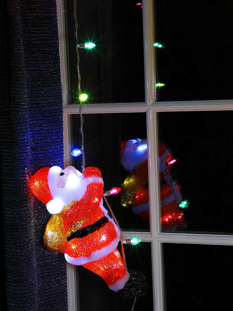 30cm Acrylic Climbing Santa With Light String
