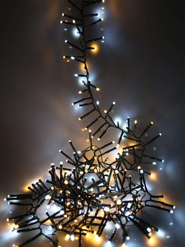 720 LED Multi-Action Christmas Cluster Lights - Warm White & White