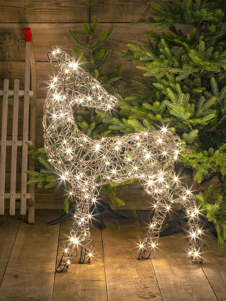 1.2M Standing Wicker Deer with 140 Warm White LEDs