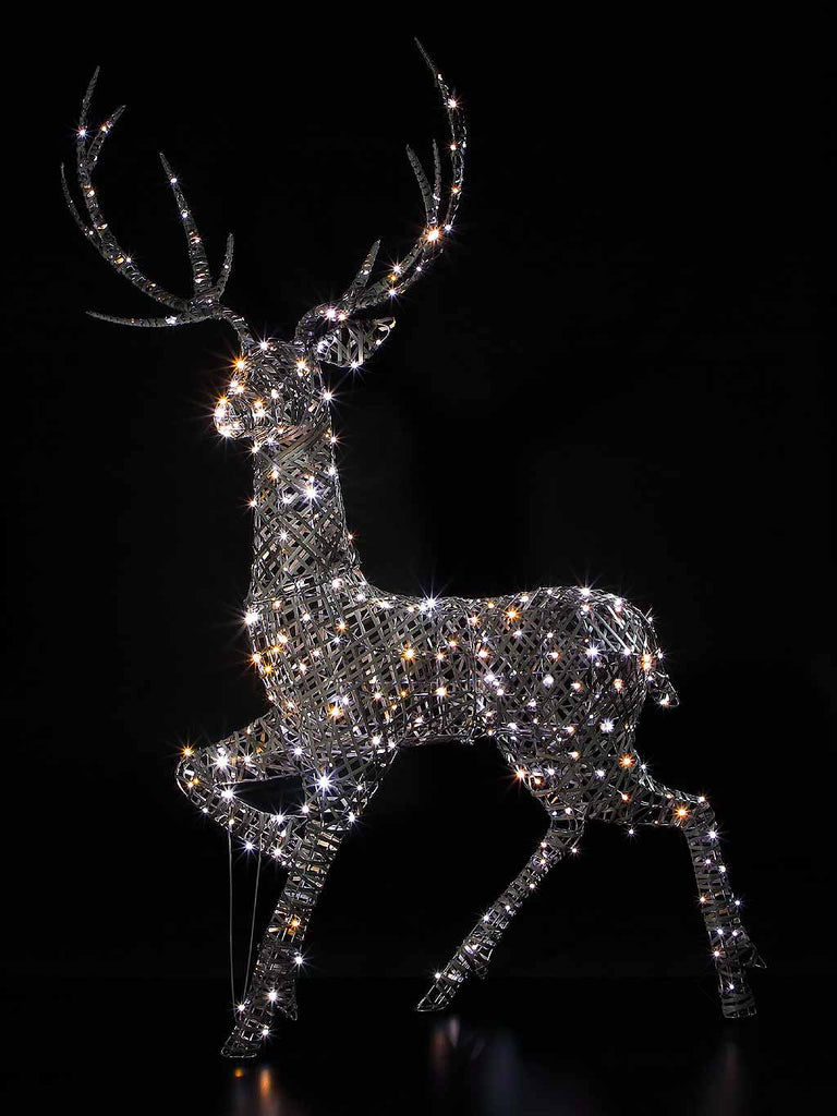 2M Grey Rattan Highland Stag With 320 Leds