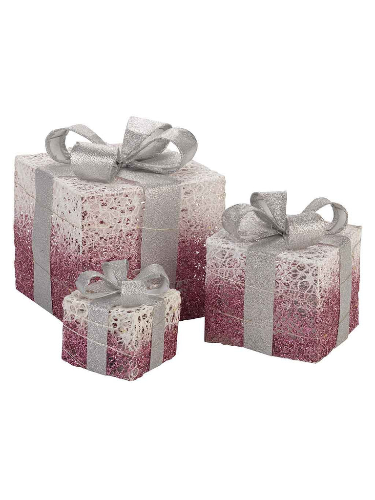 Set of 3 Sparkly Faux Gift Boxes - Pink