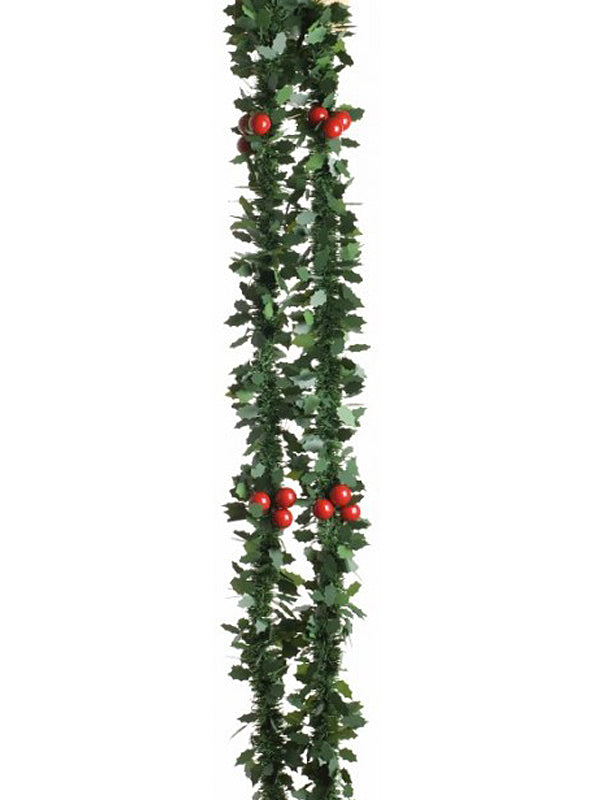 2M x 85mm Double Holly Tinsel Garland