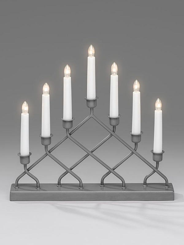  7 Bulb Metal Candlestick - Grey