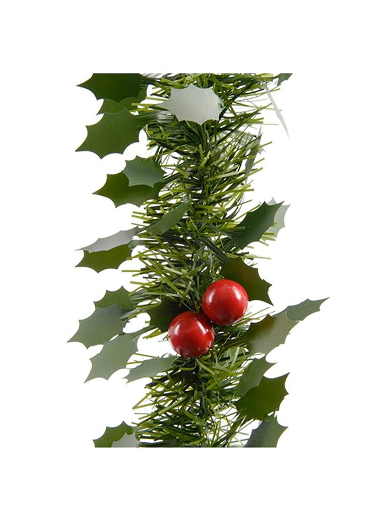 2.7M (9ft) Tinsel Garland With Leaves & Berries