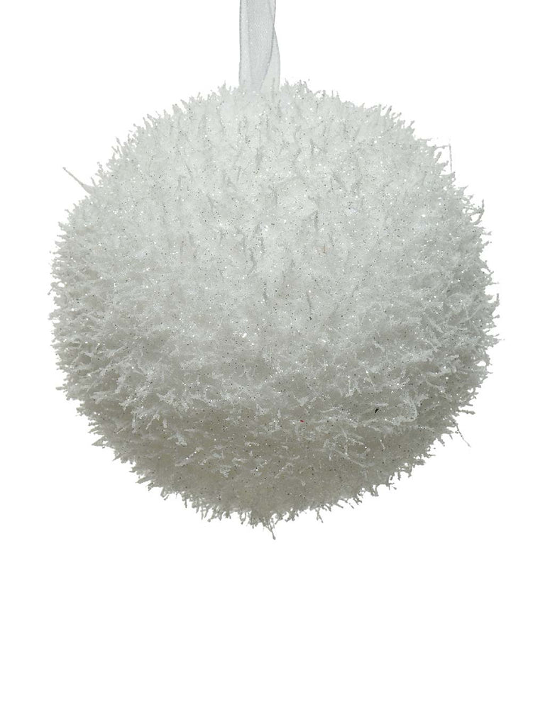 10cm Foam Bauble with Ice Finish - White