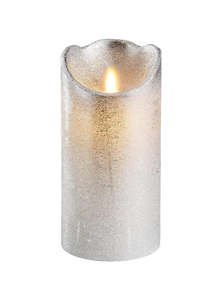 15 x 7.5cm LED Waving Candle with Timer - Silver