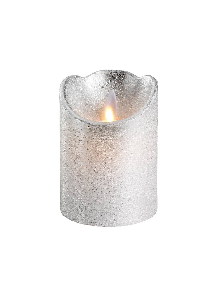 10 x 7.5cm LED Waving Candle with Timer - Silver