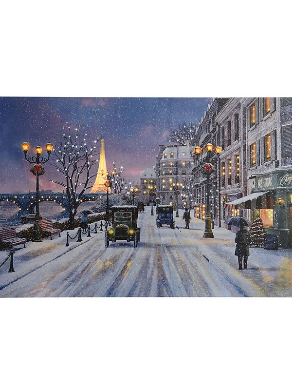 60cm Fibre Optic Paris Scene Canvas