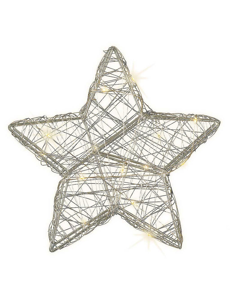 20cm Micro LED Wire Star with 15 Battery Operated lights - Warm White  