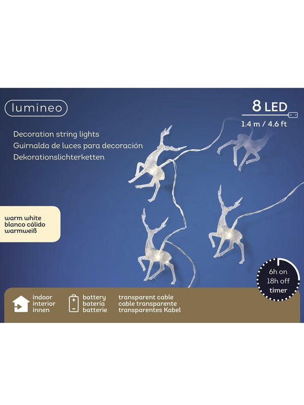 8 LED Acrylic Deer String Light - Warm White