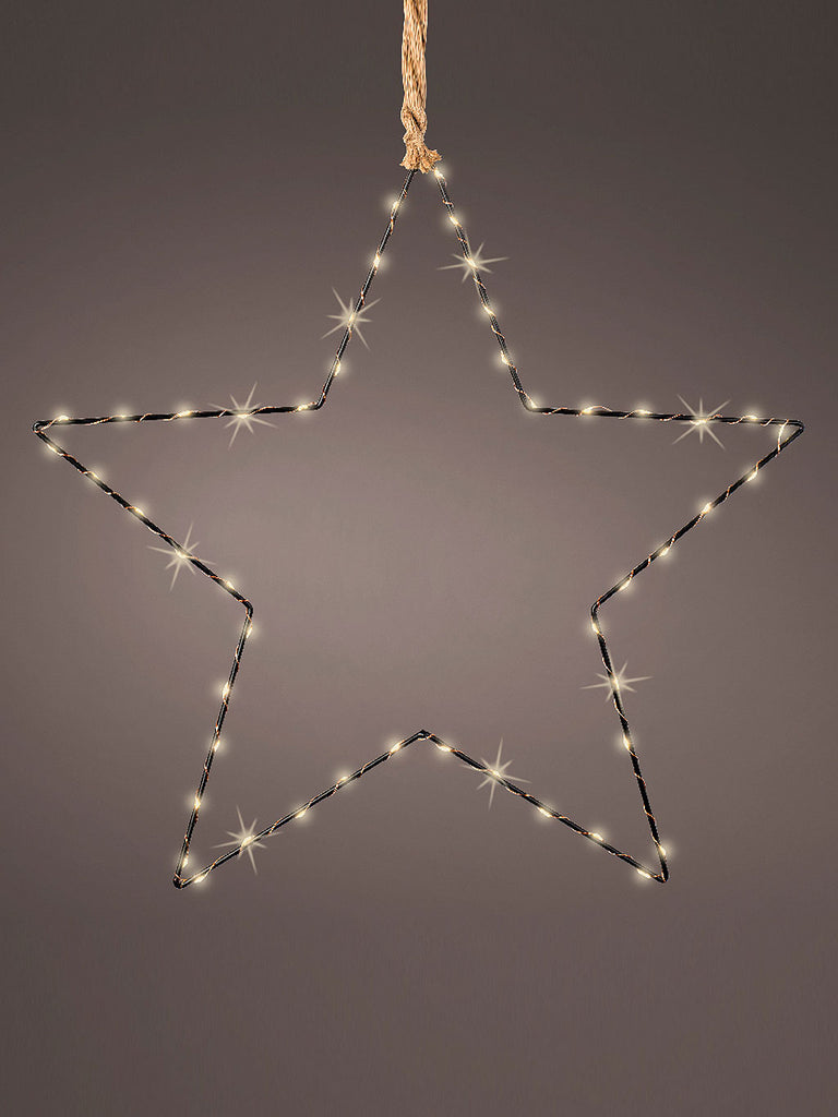38cm x 35 Micro LED Iron Battery Operated Star - Warm White