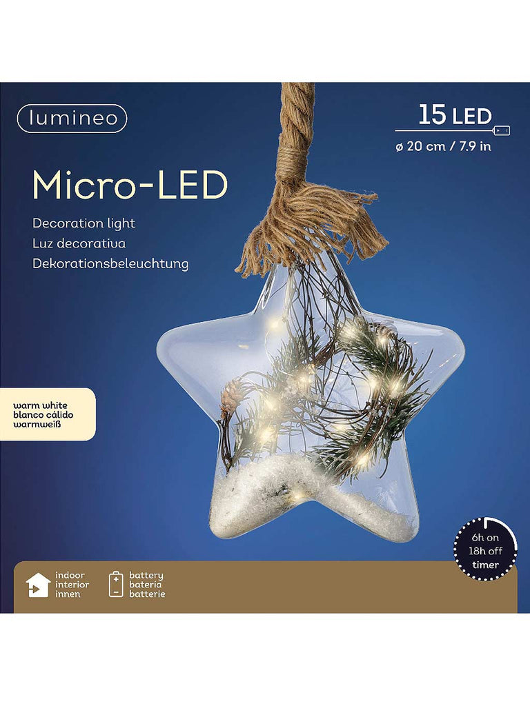 Star Christmas Light Micro LED Battery Operated with Timer Indoor