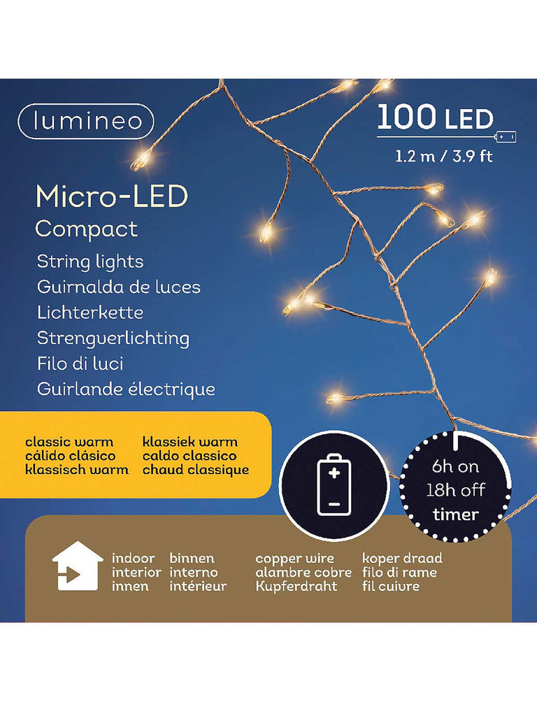 100 Micro LED Battery Operated Static Compact Lights – Seasons ...