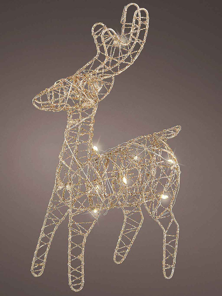 21x12cm Micro LED Metal Reindeer - Gold