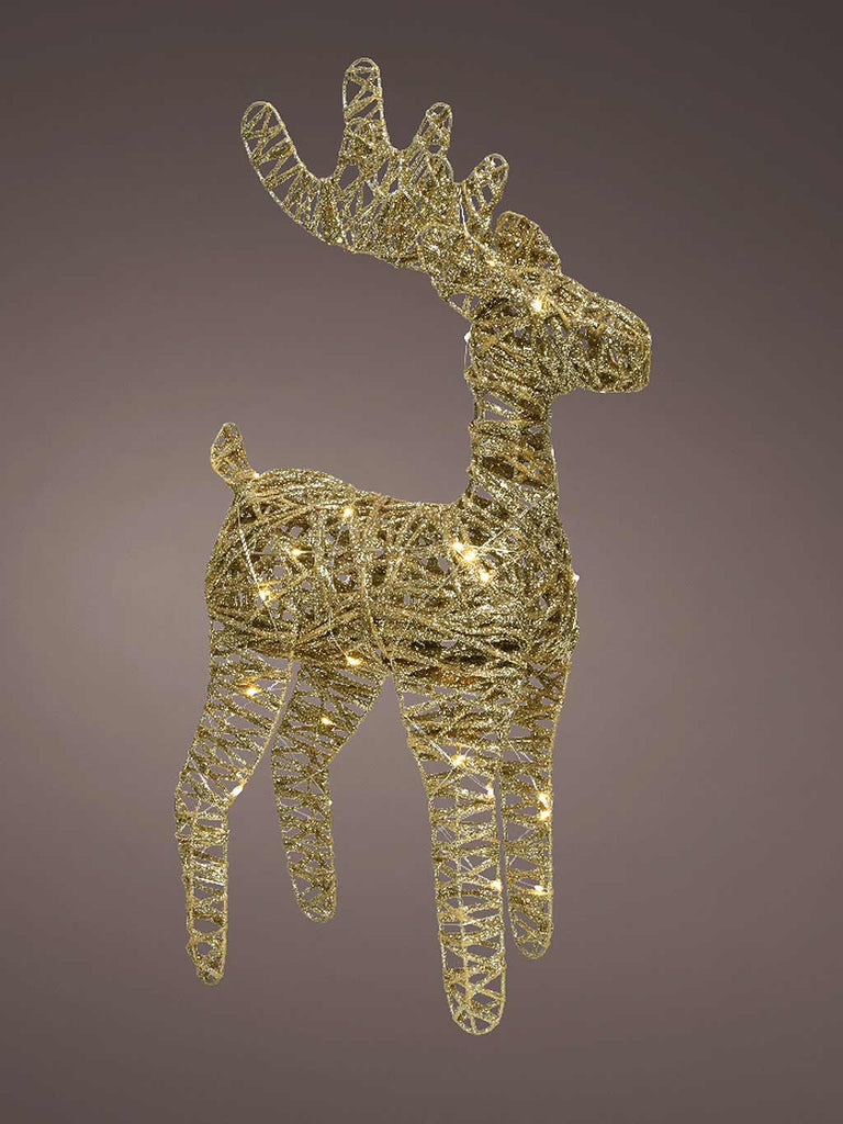 55cm x 50 Micro LED Battery Operated Glitter Finish Deer - Warm White 