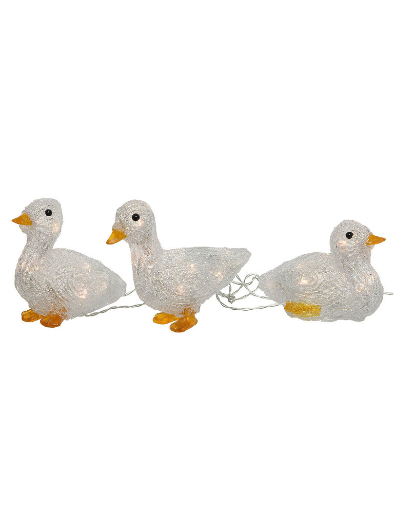 Set of 3 LED Acrylic Ducks - Warm White