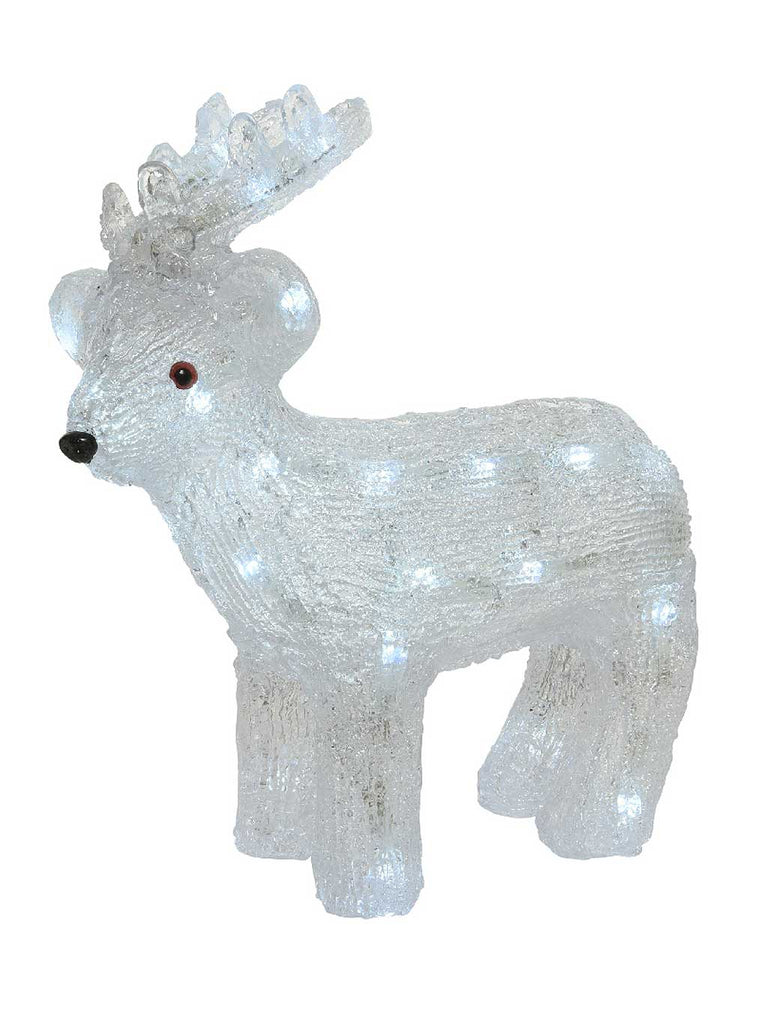 31cm Battery Operated LED Acrylic Reindeer - White