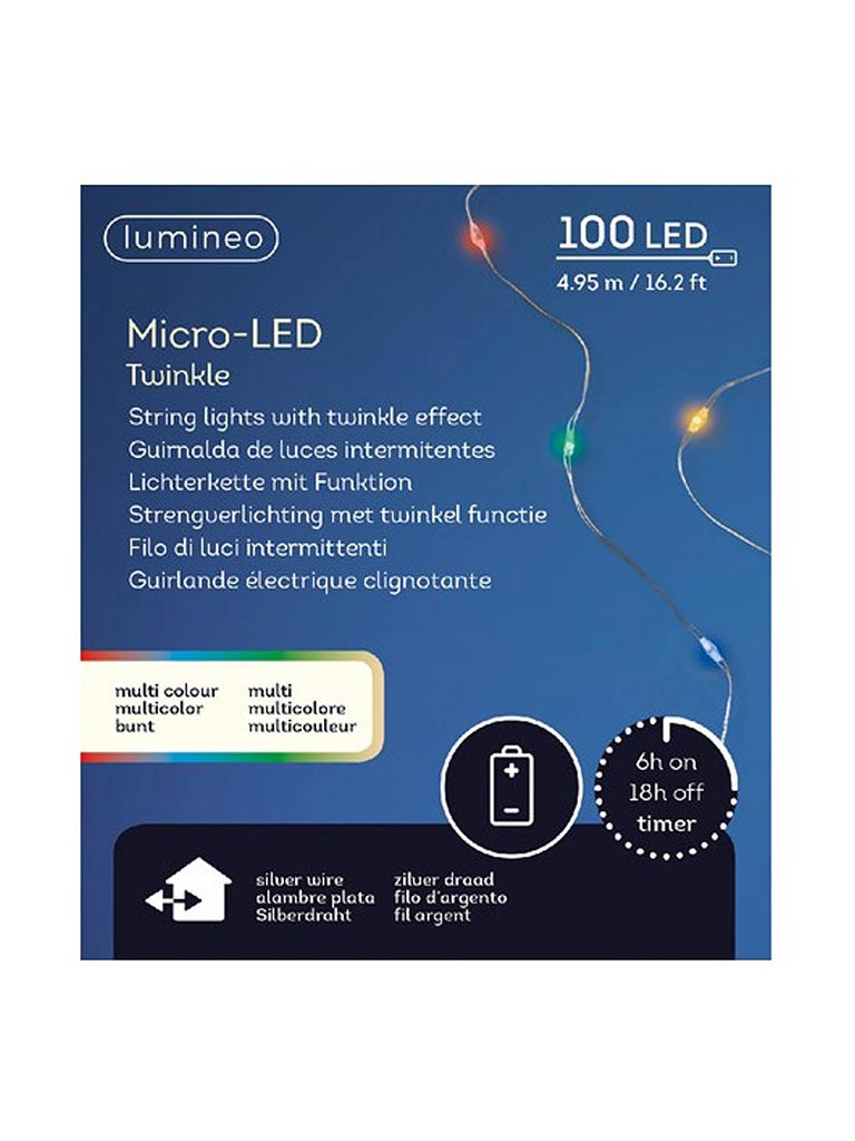 100 Battery Operated Twinkle Micro String Light - Multicolour