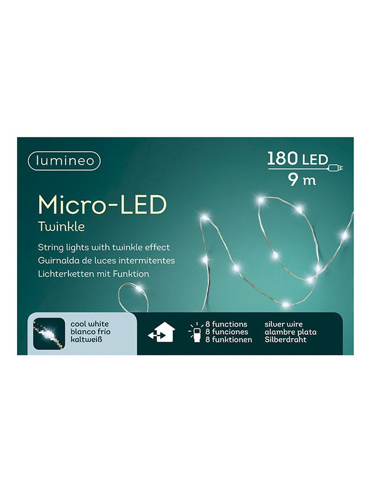 180 Micro LED Twinkle String Christmas Lights - White